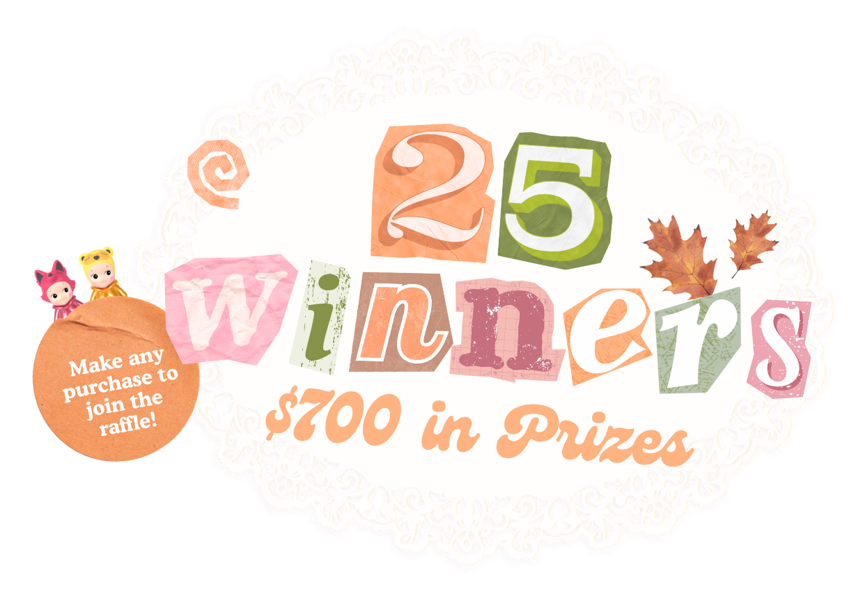 25 Winners, $700 in Prizes. Make any purchase to join the raffle!